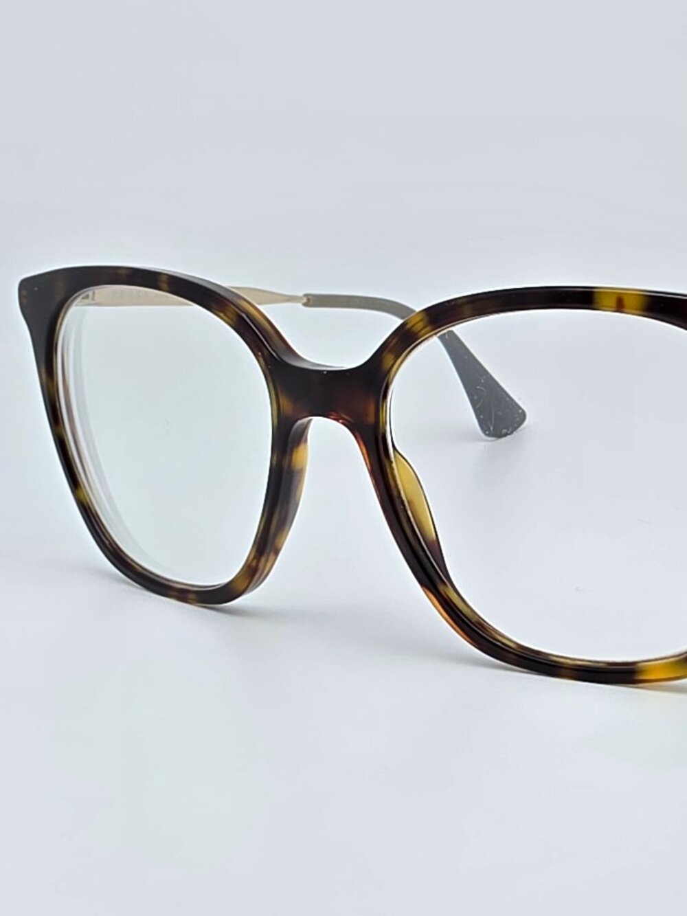 Prada VPR 11T 2AU-1O1 Havana Gold Cat Eye Eyeglasses Frame Italy 53-17-140